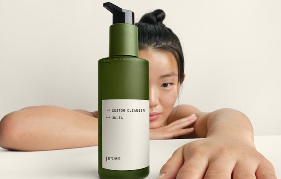 Beauty industry marketing case with skincare product and model